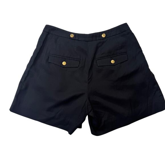 Anthropologie Coquille Black High-Rise Tailored Shorts Gold Button Women’s 2 - Picture 4 of 12